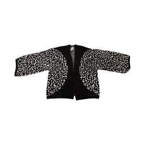 Chic Black and White Leopard Cardigan